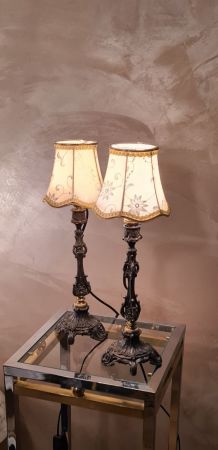 2 lampes de chevet art nouveau belle regule ;electricité  et