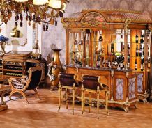 Bar kiosque baroque bois et marbre 