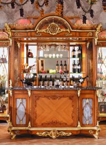 Bar kiosque baroque bois et marbre 