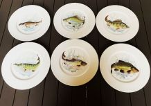 6 assiettes à poisson en porcelaine de Bavière Winterling