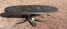 Table basse ovale pierres de lave probable Jean Jaffeux