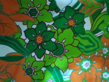 Très grand coupon de tissu vintage motif fleurs 