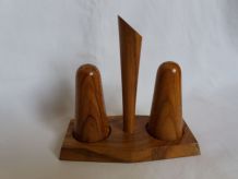 Set salière poivrière Art Déco en bois d'olivier