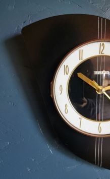 Horloge formica vintage pendule silencieuse "Bayard noir"