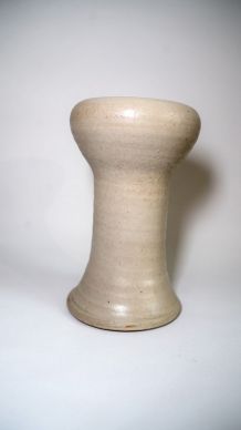 Vase minimaliste vintage en céramique beige, années 50