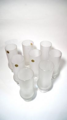 8 verres vintages en cristal dépoli, années 70, Allemagne
