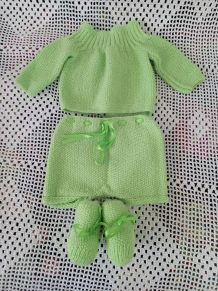 Ensemble brassière bébé tricoté main avec laine layette