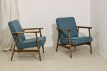 Paire de fauteuils Henryk lis 300-190 années 1970 tissu bleu