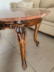 Table basse bois avec plateau en marbre
