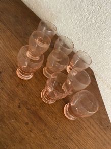 10 verres liqueur vintage rosaline.