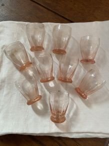 10 verres liqueur vintage rosaline.