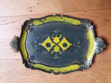 Plateau de service de style vénitien doré et jaune