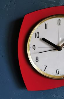 Horloge formica vintage pendule silencieuse Flash rouge