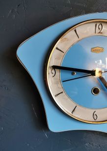 Horloge formica vintage pendule silencieuse Carrez bleu