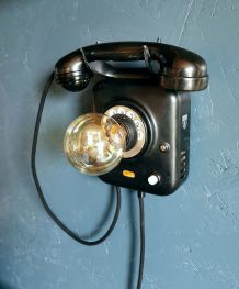 Lampe applique téléphone vintage métal noir "Siemens"