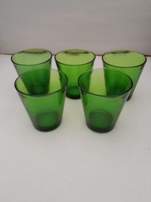 Lot de 5 verres teintés  vert