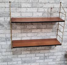 etagere  1950 a 70 montants or et et tablette en plaquage av