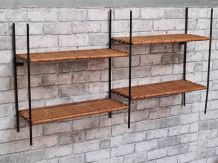 etagere  mural ou sur pied  metal et rotin 1950  a 70     ,8