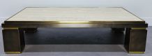 Table Belgo chrome plateau travertin