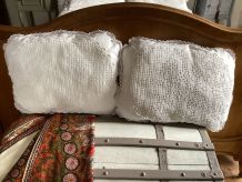 2 coussins décoration coton blanc
