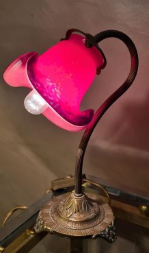 lampe laiton artdeco avec jolie tulipe ancienne  ; 25x20