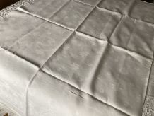 Nappe blanche lin jacquard 