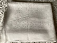 Nappe blanche lin jacquard 