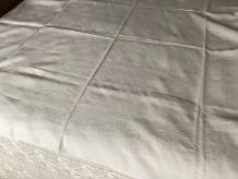 Nappe blanche lin jacquard 