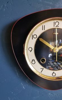 Horloge formica vintage pendule murale silencieuse FFR noir