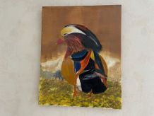 Huile sur toile « Oiseau coloré »