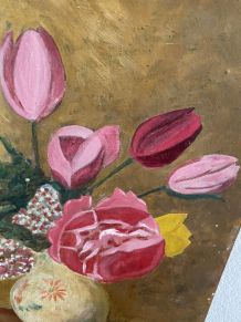 Peinture bouquet de fleurs dans un vase.