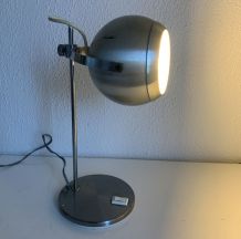 Lampe vintage 1960 de table eyeball acier brossé Aluminor - 