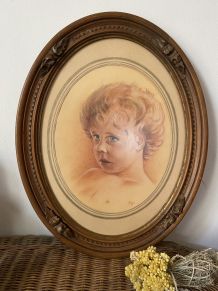 Portrait d un jeune enfant à la sanguine.