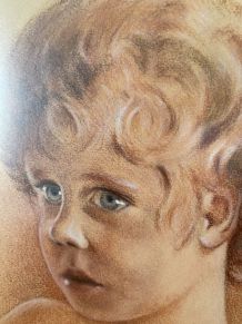 Portrait d un jeune enfant à la sanguine.