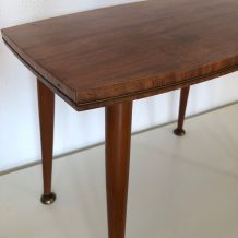 Table vintage 1960 basse anglaise bois laiton coffee table -