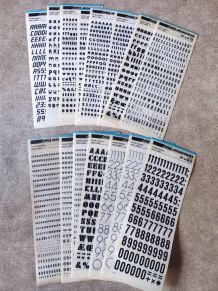 15 planches mecanorma lettres et chiffres