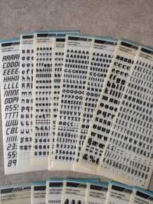 15 planches mecanorma lettres et chiffres