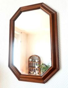 Miroir hexagonal en bois art déco 1950