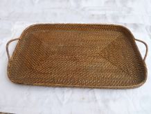 Plateau de service , rotin vintage