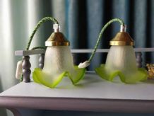 Duo de lampes baladeuses tulipes vertes