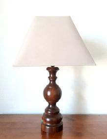 Grande lampe en bois bobine art déco 