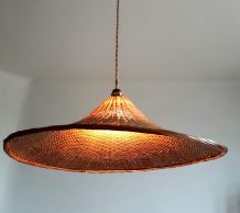 Grande suspension osier vintage 