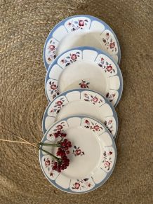 4 assiettes plates Digoin Sarreguemines Ninette.