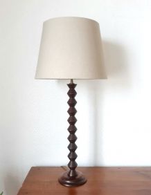 Grande lampe en bois art déco style Dudouyt 