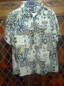 chemisier manches courtes, imprimé motif patchwork