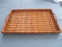 plateau de service osier, vintage 