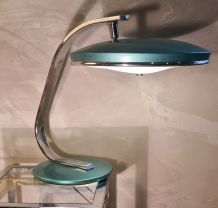 Mid-Century vert metal et chrome,, , Lampe de Bureau 520 par