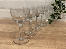 Set de 5 verres gravés