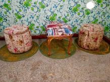 Pouf et banquette style Louis XV