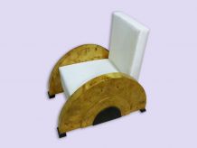 deux FAUTEUIL ART DECO LOUPE D'ORME rouge